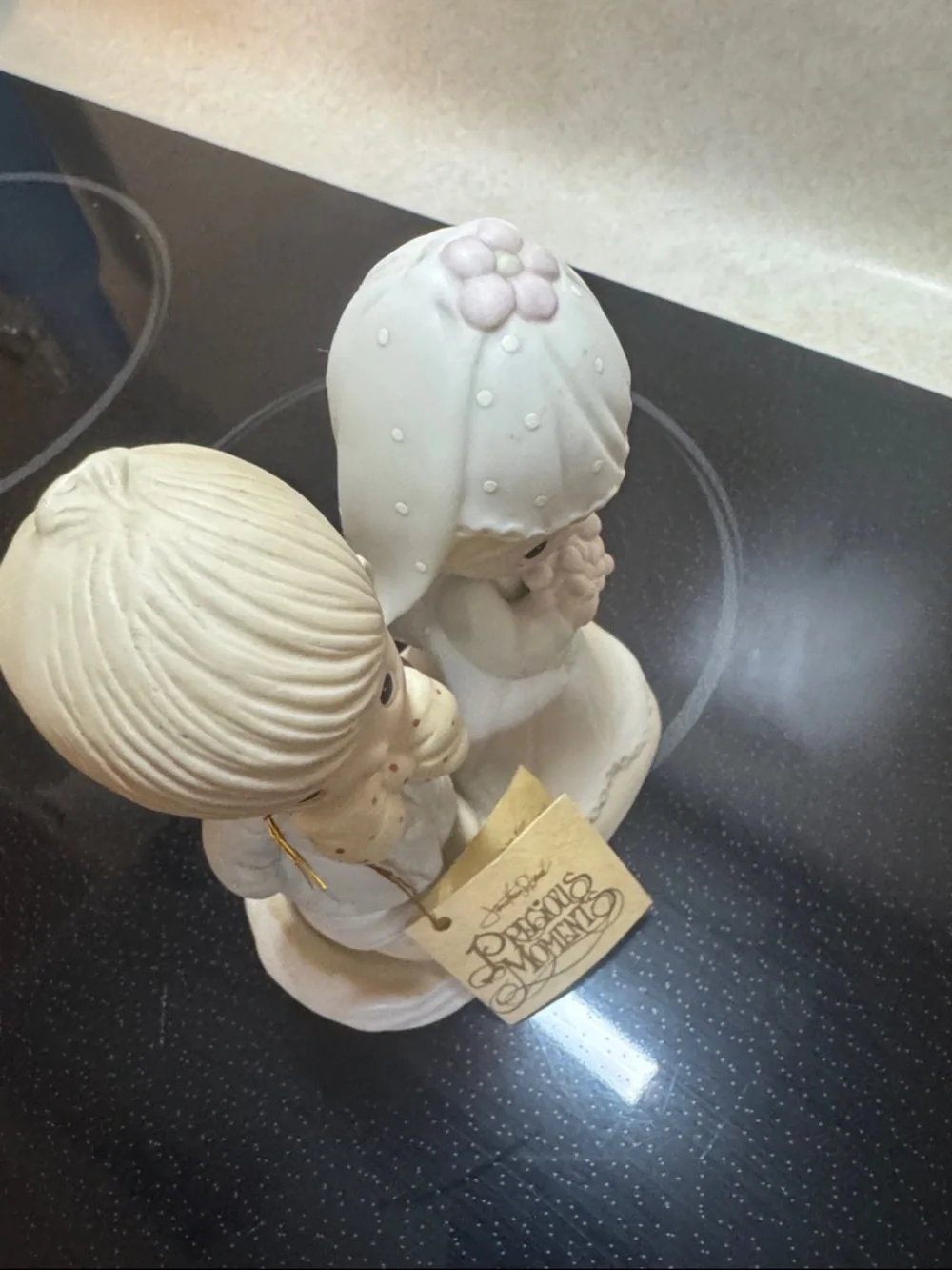 Precious Moments Bridal Couple Figurine in White and Pink
